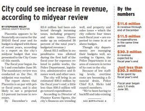 City could see increase in revenue, according to midyear review Placentia